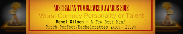 Australian Tumbleweed Awards 2012 - Worst Comedy Personality or Talent - Runner-Up: Rebel Wilson - A Few Best Men/Pitch Perfect/Bachelorettes (Film) - 27.7%