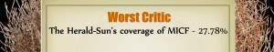 Worst Critic - Runner Up - The Herald-Sun's coverage of MICF: 27.78%