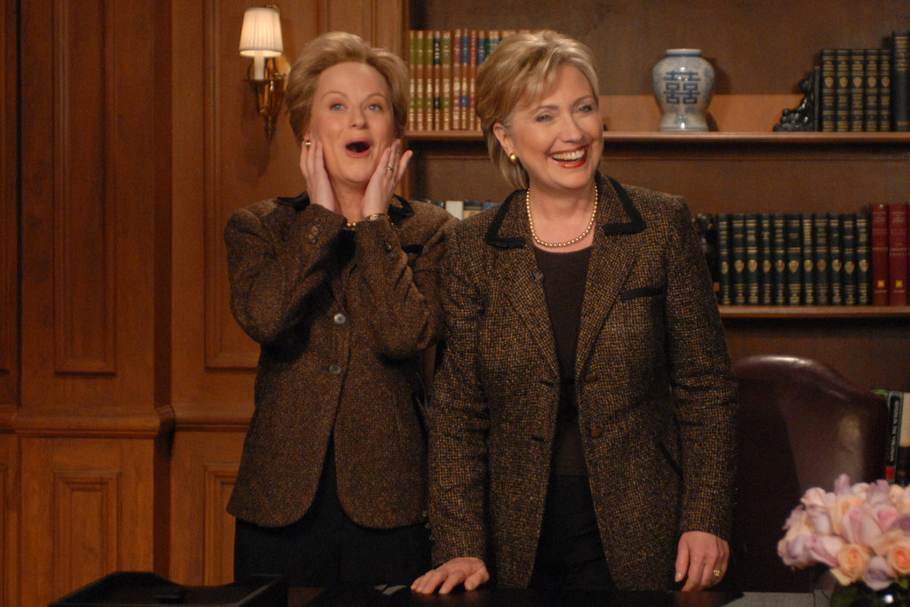 Kate McKinnon as Hillary Clinton with the real Hillary Clinton