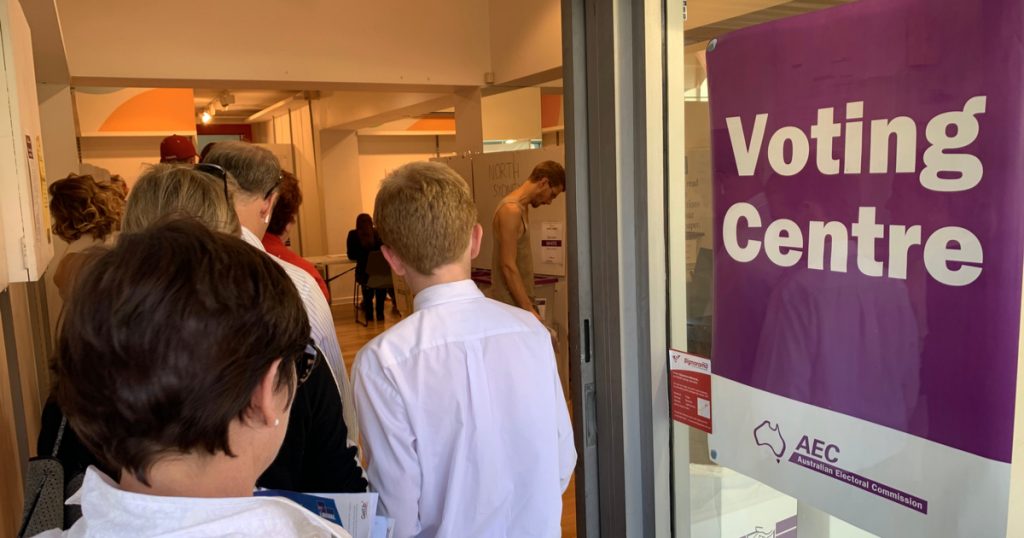 Some people voting in an Australian election